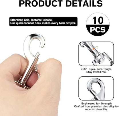 Swivel Snap Hooks, Lucky Goddness 10pcs Metal Heavy Duty Square Eye Clasp - Image 3