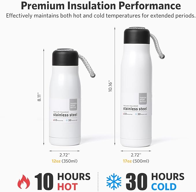 Small Water Bottle 12 oz, Dusgut Insulated Water Bottle, Stainless Steel - Image 3