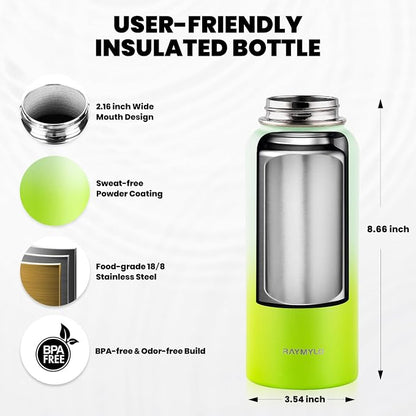 RAYMYLO Insulated Water Bottle 32 oz, Triple Wall Vacuum Stainless Steel - Image 5