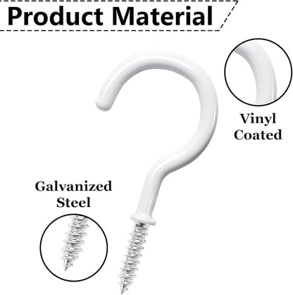 30 Pcs Ceiling Hooks for Hanging Plants, Utensils and Lights, 1-1/4 inch Vinyl - Image 9