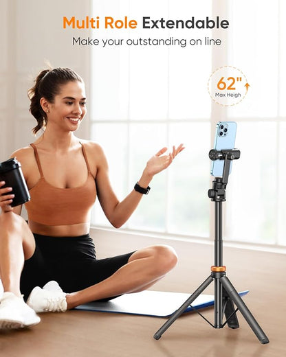EUCOS 62" Phone Tripod, Tripod for iPhone & Selfie Stick - Image 3