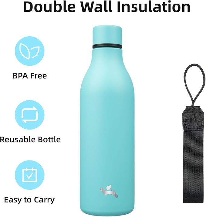 Insulated Water Bottle with Strap, 25 oz Double Wall Stainless Steel Vacuum - Image 3