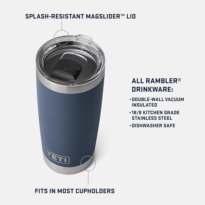 YETI Rambler 20 oz Stainless Steel Vacuum Insulated Tumbler w/MagSlider Lid - Image 2
