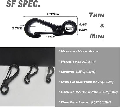 Mini Carabiner Clips with Metal Spring Wiregate Hook and Little Eye Hole - Image 2