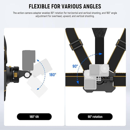 NEEWER Chest Mount Harness for Action Camera, Adjustable Hand Free Chest Strap - Image 4