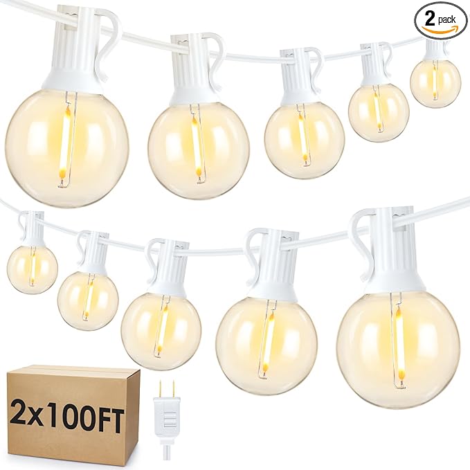 Mlambert 200Ft LED Outdoor String Lights, Dimmable G40 Globe Patio Lights by Mlambert