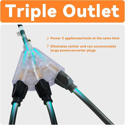 EP 30 Ft 12 Gauge Heavy Duty Extension Cord, 15A 125V 1875W, 3 Outlet - Image 3