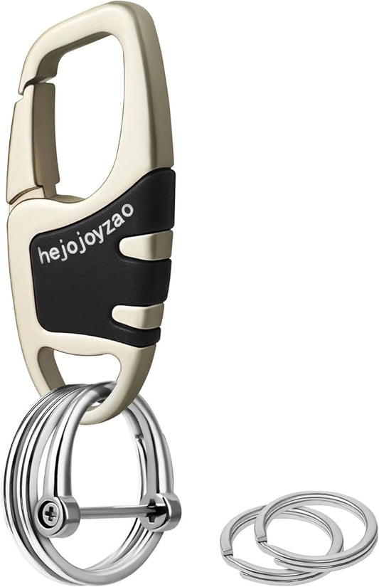 Keychain with Carabiner Clip, 4 Heavy Duty Key Rings and D Ring by Welcomehere%EF%BC%81