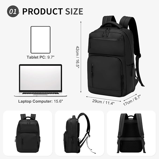Waterproof Laptop Backpack for Men & Women, Flight Approved Anti-Theft Daypack - Image 3