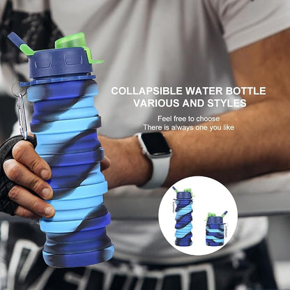 Silicone Collapsible Water Bottles, 16oz 500ml Portable Foldable Expandable - Image 4