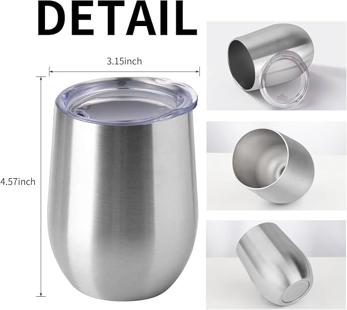 12oz/4 Pack Wine Tumbler Glasses - Image 5