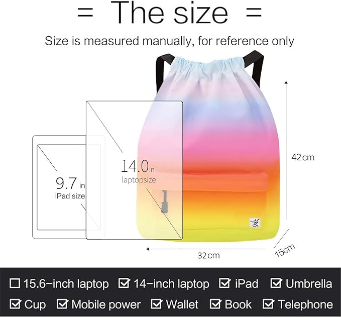 Waterproof Drawstring Bag, Gym Bag Sackpack Sports Beach Backpack - Image 6