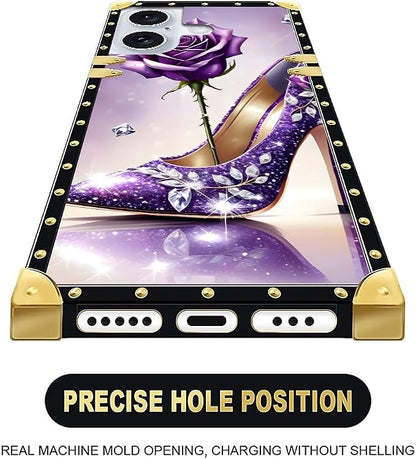Compatible with iPhone 16 Plus Case, High Heeled Purple Diamond Rose Luxury - Image 4