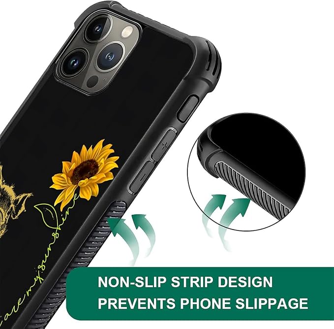 for iPhone 16 Pro Case, Pig Sunflower Yellow Sunshine Pattern Graphic Design - Image 5