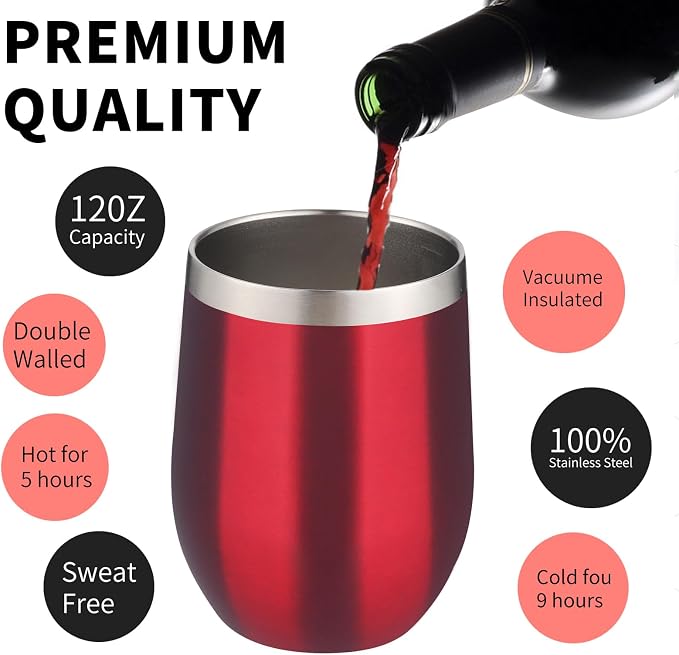 12oz/4 Pack Wine Tumbler Glasses - Image 3