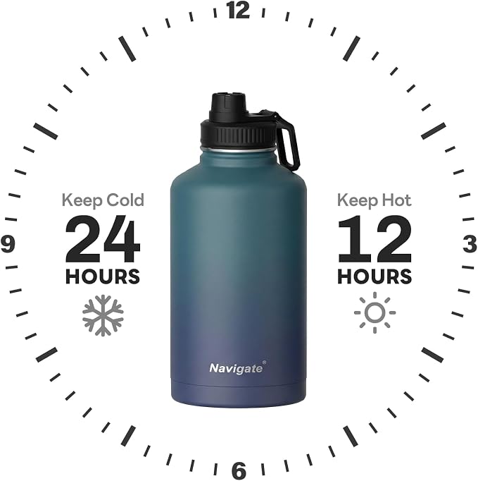 Navigate 64 oz Insulated Stainless Steel Sports Water Bottle - Image 2