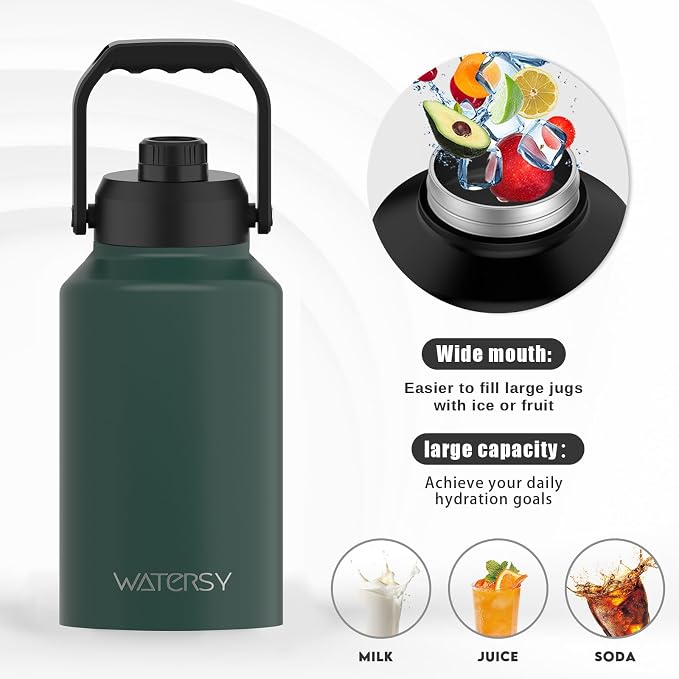 WATERSY 2/3 Gallon Water Bottle Insulated, BPA Free&Leak Proof, 87oz Stainless - Image 5