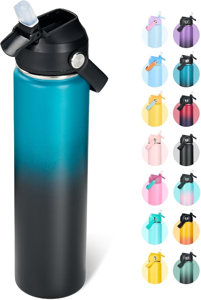 Fijinhom 24oz Insulated Stainless Steel Water Bottle, Wide Mouth Double Wall by Fijinhom