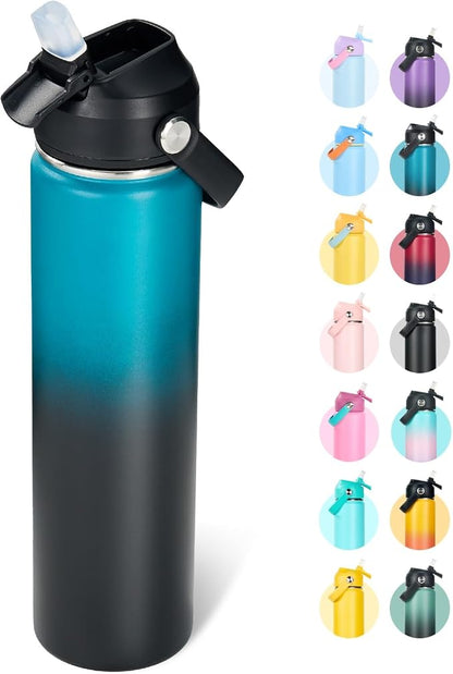 Fijinhom 24oz Insulated Stainless Steel Water Bottle, Wide Mouth Double Wall by Fijinhom