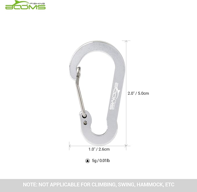 Booms Fishing CC1 Multi-Use Carabiner Clip, 6 Pack Small Caribeener Clips - Image 5