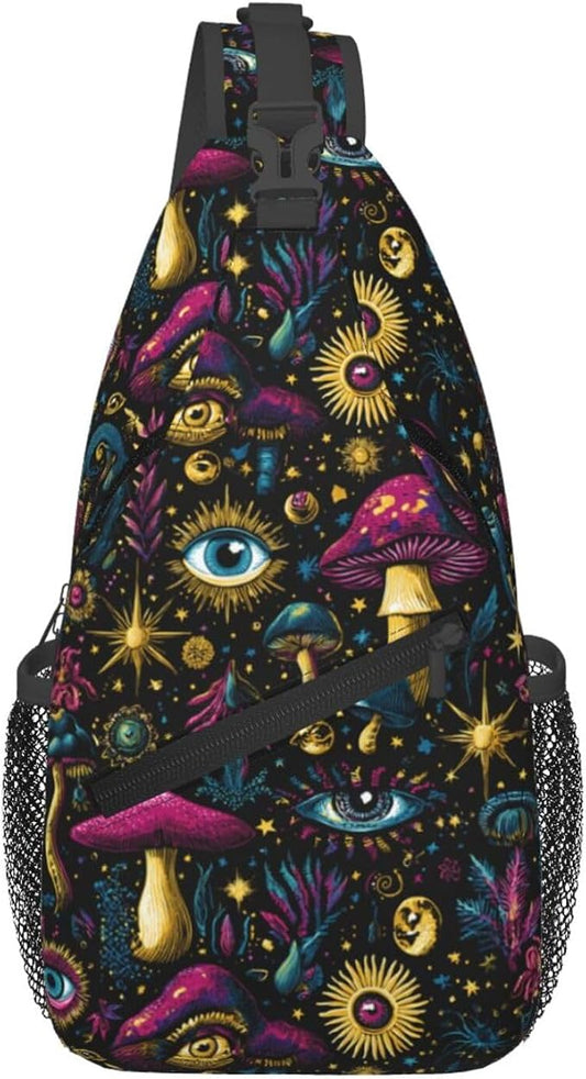 Psychadelic Trippy Art Sling Bag Crossbody Travel Hiking Chest Backpack by Unknown