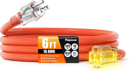 6 FT Outdoor Extension Cord Waterproof, 16/3 Gauge Heavy Duty 3 Prong Power Cord by Unknown