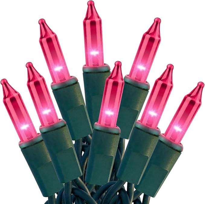 HISHINY Christmas Lights 100 Count Pink Christmas Tree String Lights by HISHINY