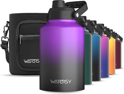 WATERSY 1 Gallon Water Bottle Insulated, BPA Free&Leak Proof, 128oz Stainless by Watersy