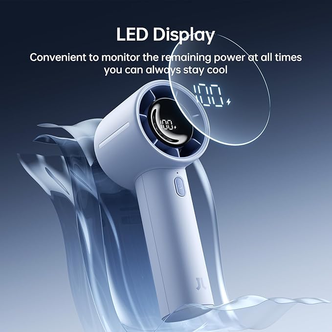 JISULIFE Handheld Turbo Fan, 5000mAh Rechargeable Portable Fans, 5 Speed Strong - Image 5