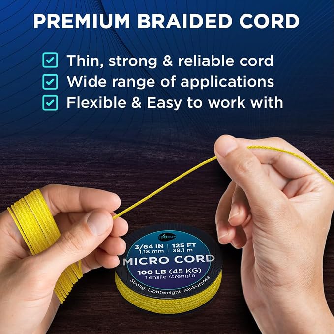 TECEUM Micro Paracord – 1.18 mm X 125 ft – Micro Utility Cord – Thin Braided - Image 3