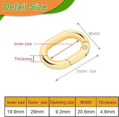 10Pack 3/4 Inch Small Oval Carabiner, Metal Spring Tiny Carabiner Clips - Image 2