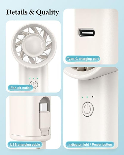 Portable Handheld Fan with Power Bank, 3 IN 1 USB Rechargeable Mini Personal - Image 7