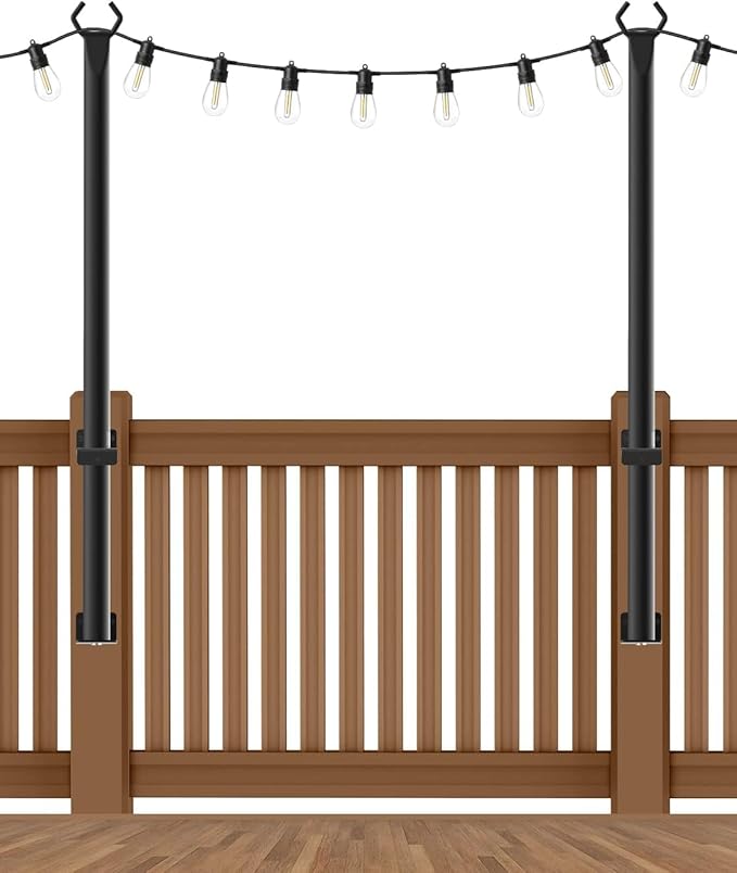 2 Pack String Light Poles, 5Ft Metal Poles by NUERPO