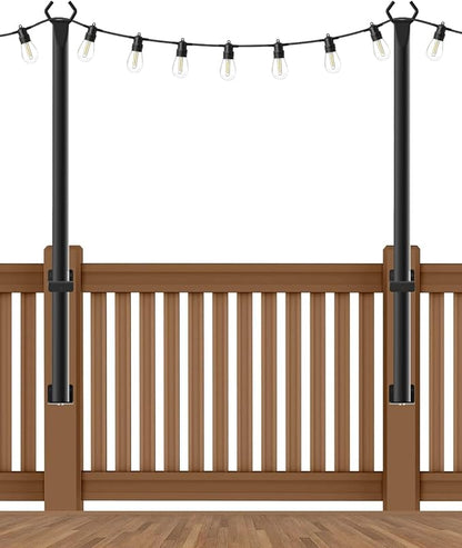 2 Pack String Light Poles, 5Ft Metal Poles by NUERPO