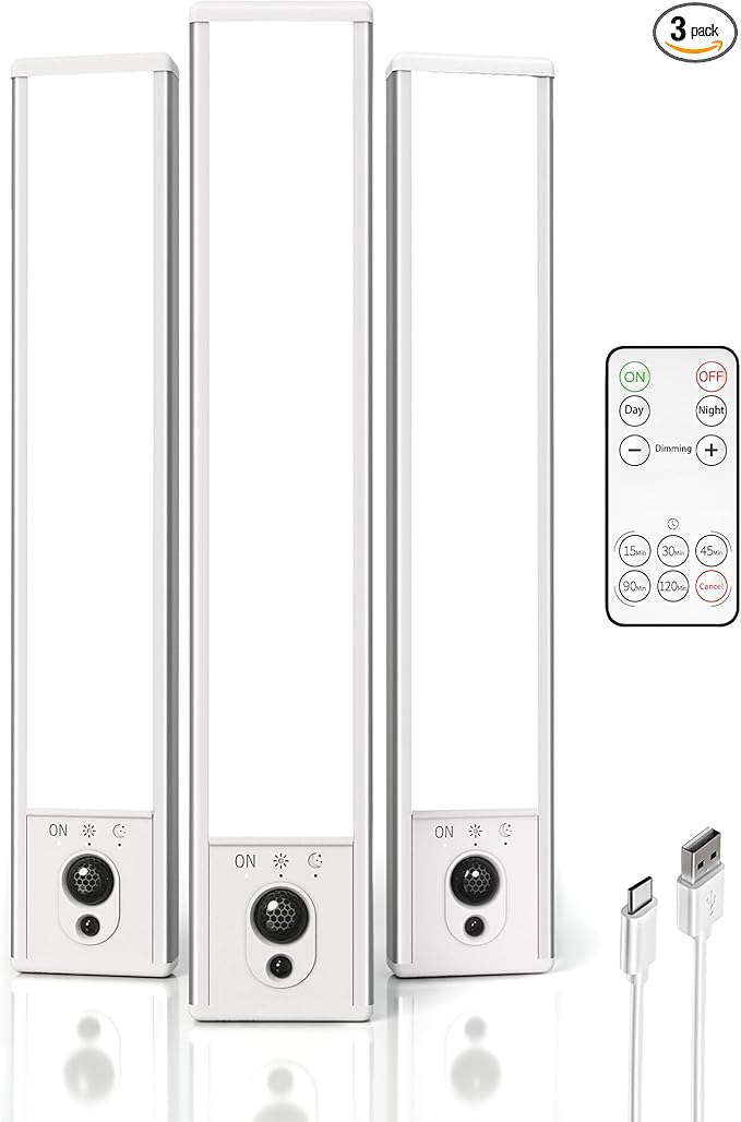 EZVALO 3-Pack Under Cabinet Lighting, 2400mAh Motion Sensor Light, LED Closet by EZVALO