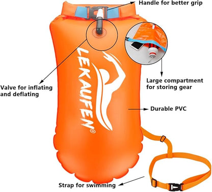 Swim Buoy for Open Water 2 Pack, 20L Swim Safety Float Waterproof Dry Bag for - Image 6