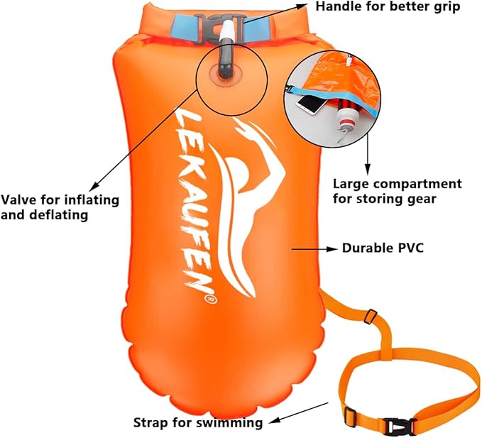 Swim Buoy for Open Water, 20L Swim Safety Float Waterproof Dry Bag for Swimmers - Image 6