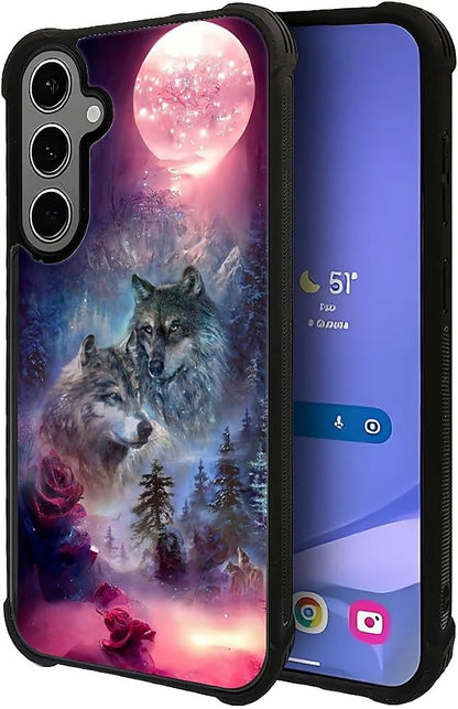 for Samsung Galaxy S24 S25 Plus Case, Star Two Wolfs Howling Pattern Graphic - Image 3