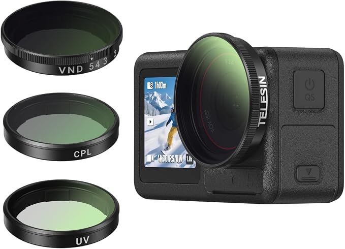 TELESIN Filters Set for DJI Osmo Action 5 Pro / 4/3, VND 2-32 Variable ND Filter by telesin