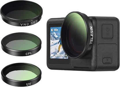 TELESIN Filters Set for DJI Osmo Action 5 Pro / 4/3, VND 2-32 Variable ND Filter by telesin