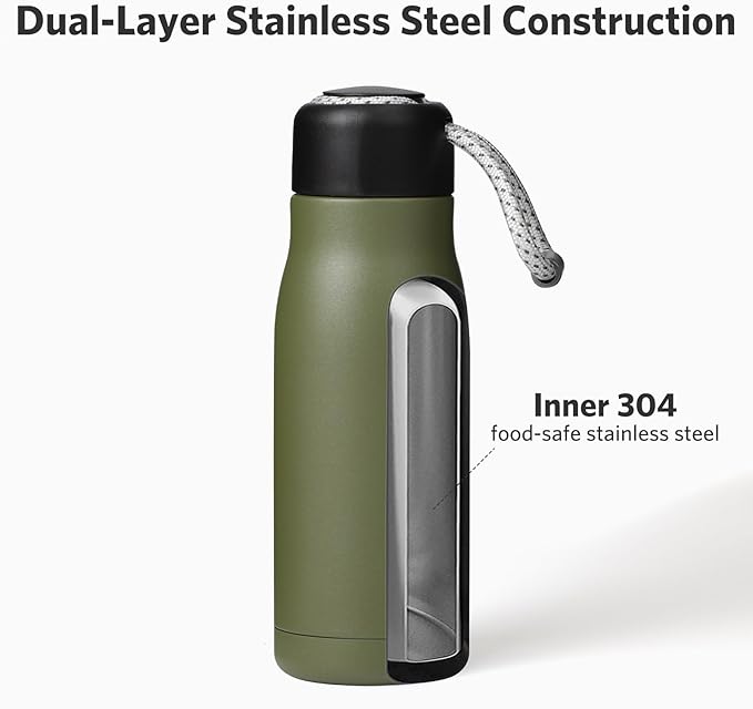 Small Water Bottle 12 oz, Dusgut Insulated Water Bottle, Stainless Steel - Image 4