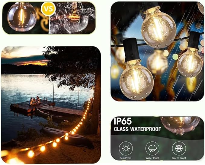 Lampat String Lights, LED 25Ft G40 Globe String Lights - Image 4