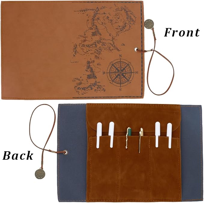 GORGECRAFT PU Leather Pencil Bag Strap Vintage Treasure Map Compass Cover - Image 6