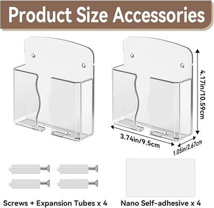 2 Pcs Clear Wall Mount Phone Holders, Self Adhesive Plastic Stand, Compatible - Image 2