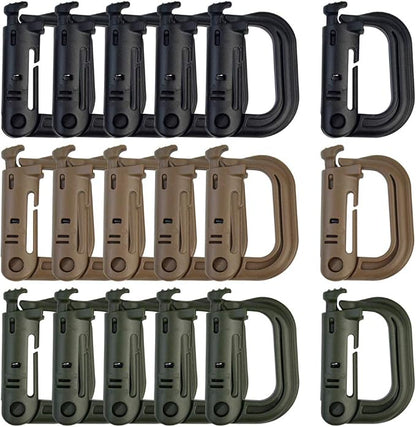 Topbuti 18 pcs Multipurpose Grimlock D-Ring Locking Molle Clips Hanging Hook by Topbuti