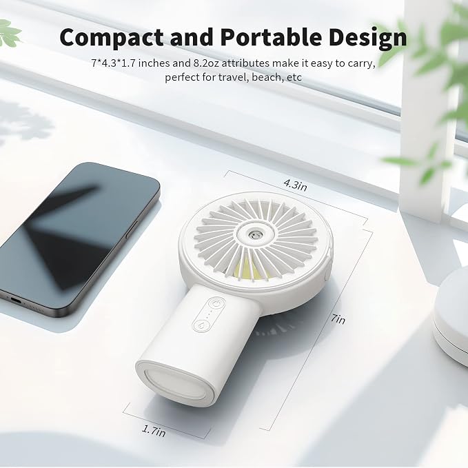 Otlonpe Handheld Misting Fan Portable, Small Personal Hand Held Rechargeable - Image 6