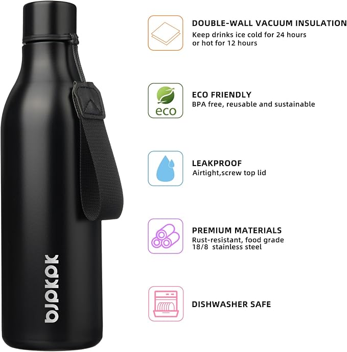 BJPKPK Insulated Water Bottles, 25 oz Stainless Steel Metal Water Bottle - Image 2