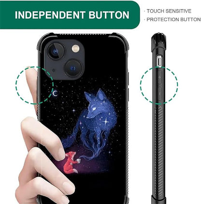 for iPhone 14 Plus Case, Galaxy Fox Wolf Pattern Graphic Design Girl Boy Soft - Image 4