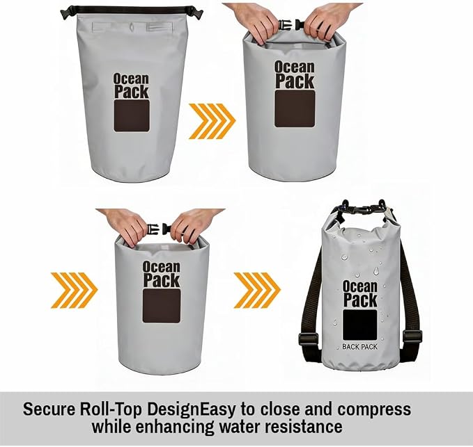 Waterproof Dry Bag Backpack Set of 3 – PVC Roll Top Waterproof Bags - Image 5