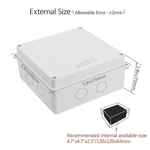 LeMotech Junction Box, Electrical Box IP65 Water Resistant Dustproof ABS - Image 2